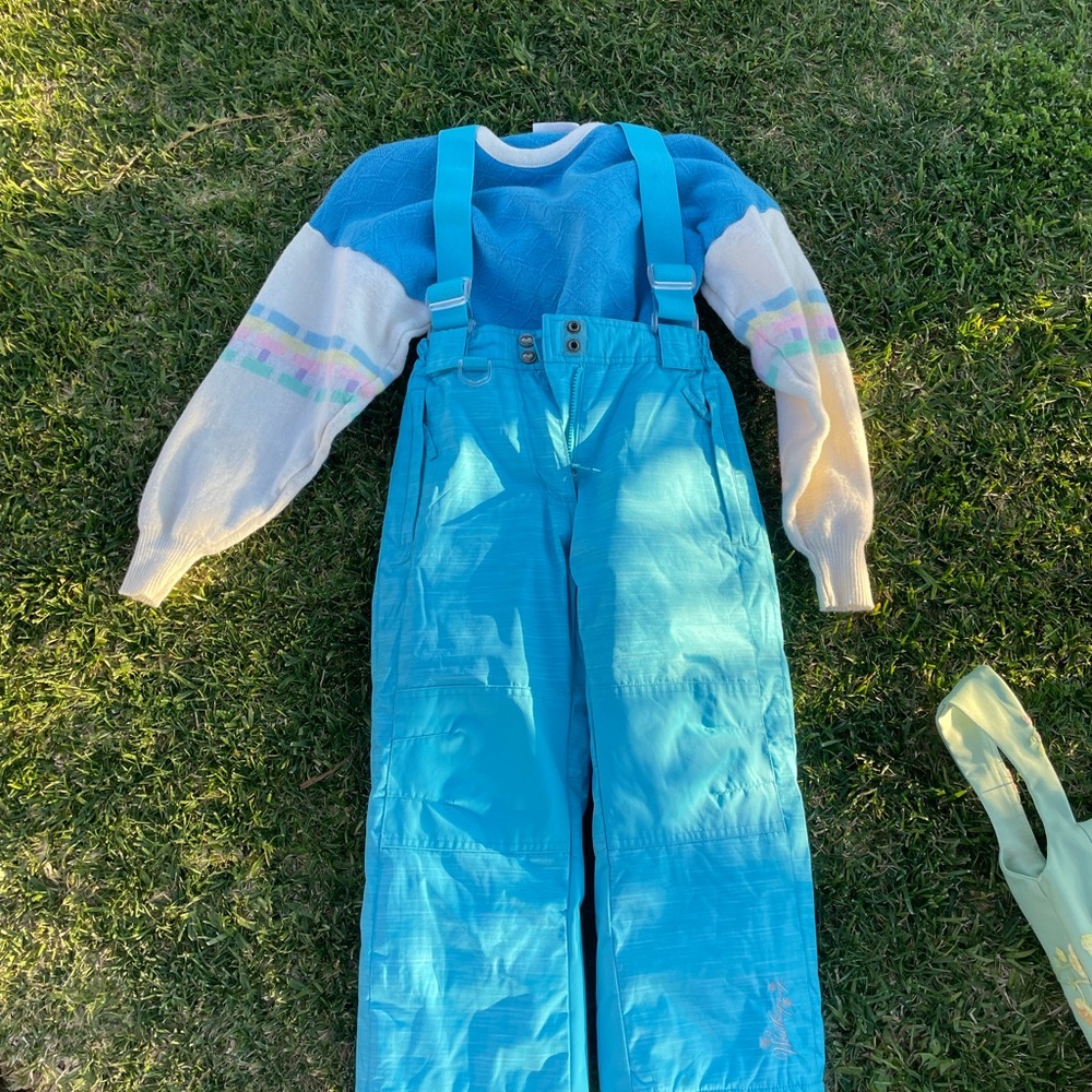 Blue and White Ski Outfit